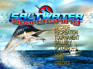 Saltwater Sportfishing title screen for Playstation